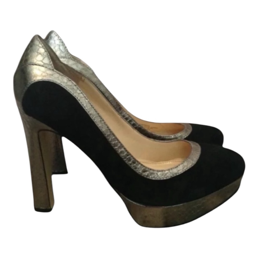 NWT Audrey Brooke Black Multi Suede Heels Pump Size 9.5